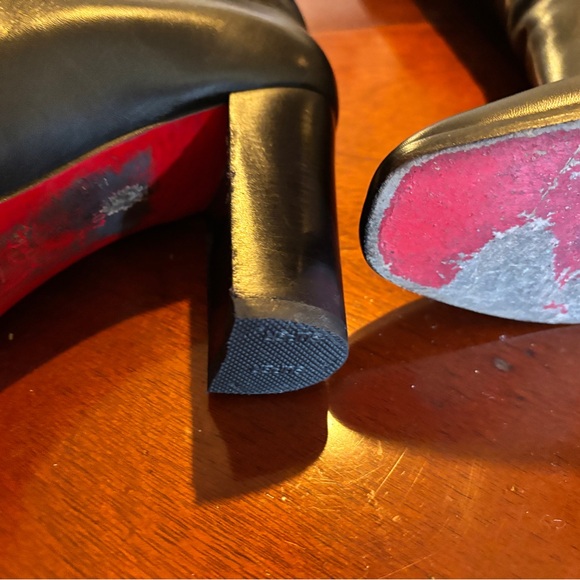 Christian Louboutin MERVILLON 85 Black Leather Heeled Boots - Picture 7 of 13